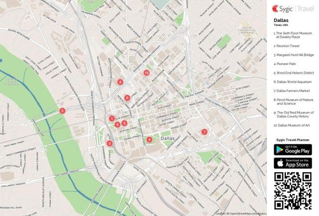Mapa zwiedzania Dallas
