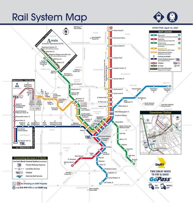 Mapa stacji kolejowych Dallas