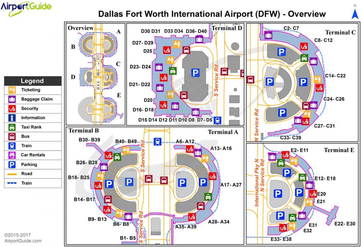 Mapa terminalu lotniska Dallas