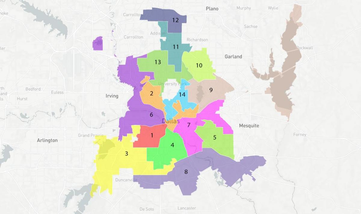 Mapa okręgu Dallas