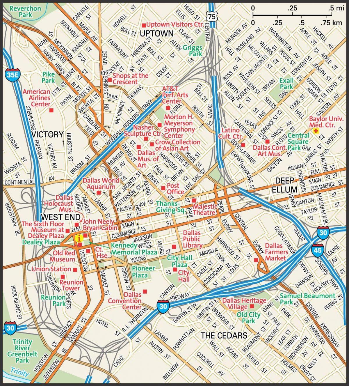Mapa centrum Dallas