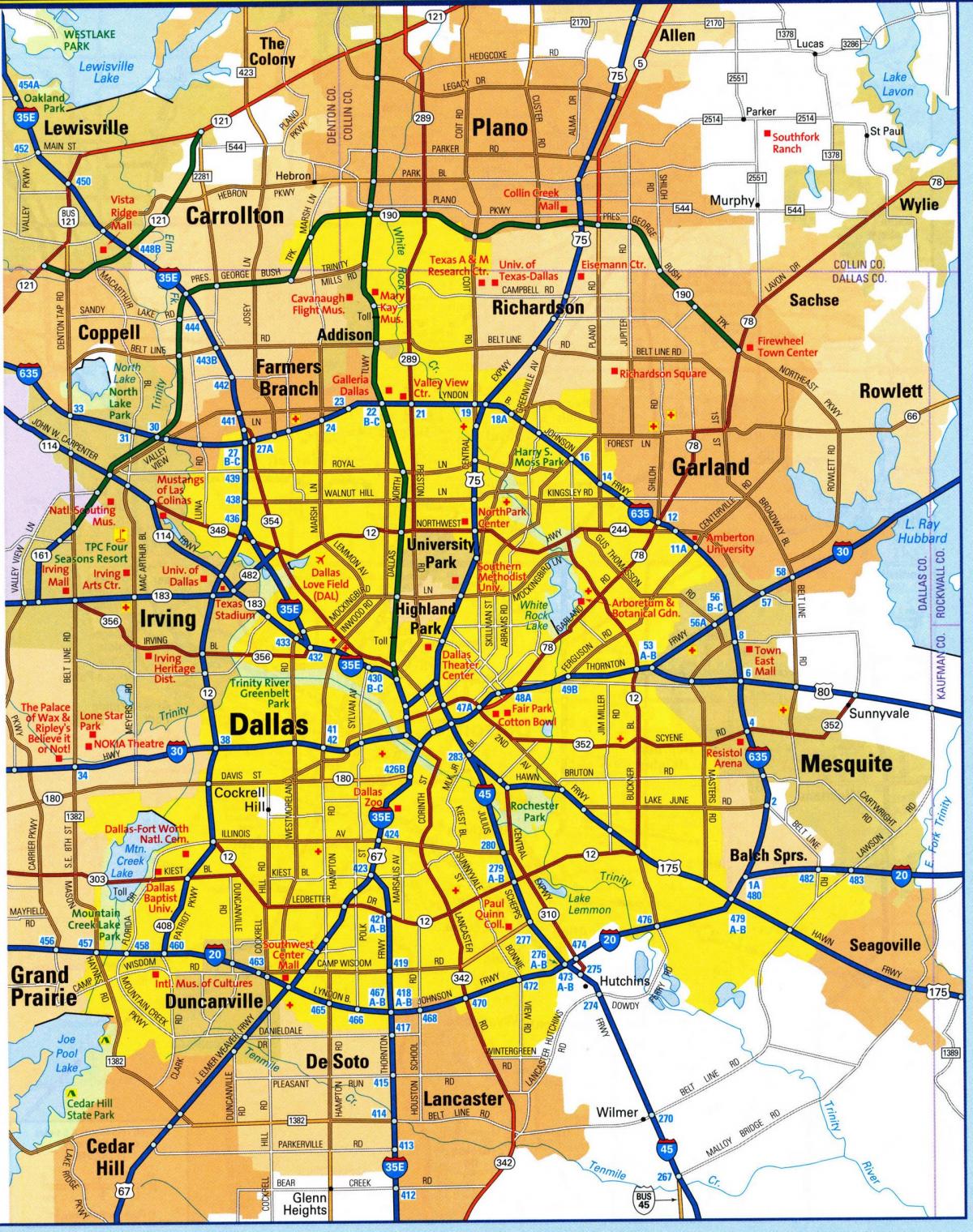 Mapa miasta Dallas