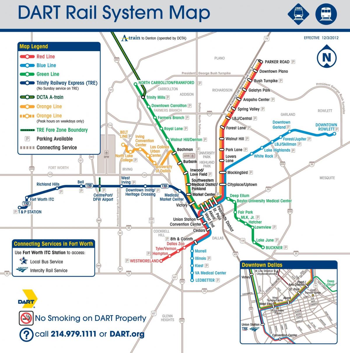 Mapa stacji metra w Dallas