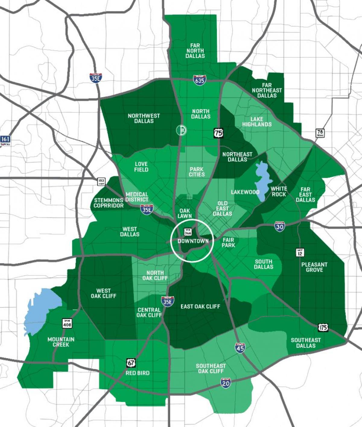 Mapa dzielnic Dallas