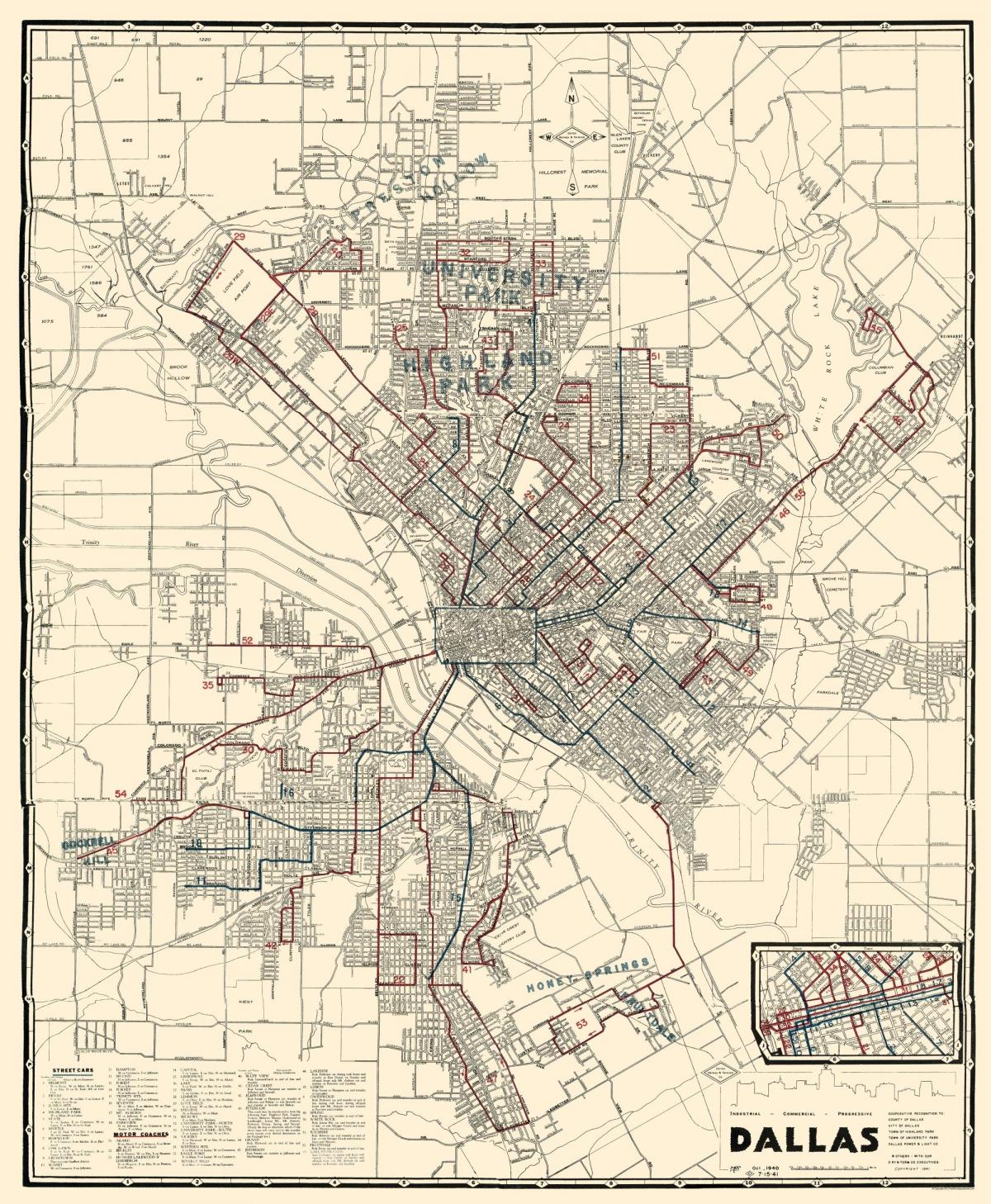 Mapa historyczna Dallas