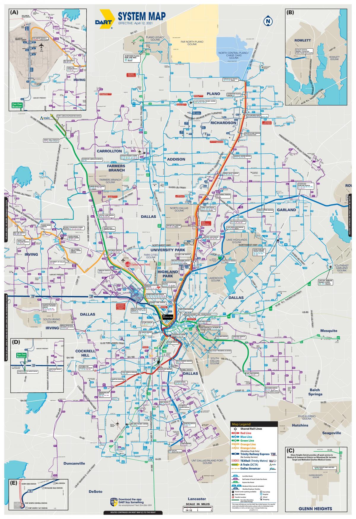 Mapa transportowa Dallas